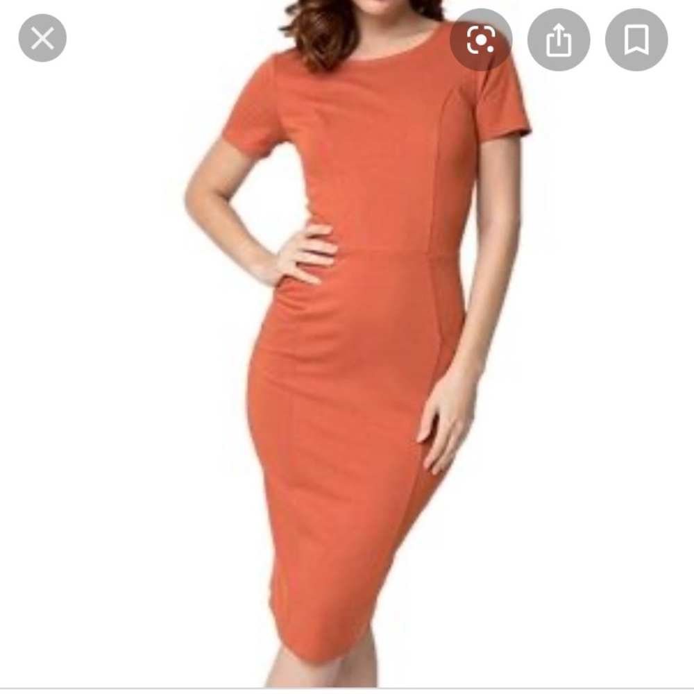 Unique Vintage Burnt Orange Wiggle Dress
